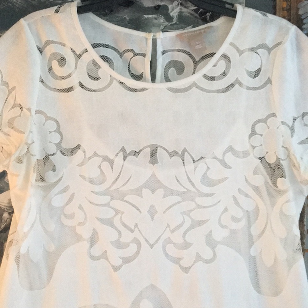 Gorgeous light white short sleeve lace blouse